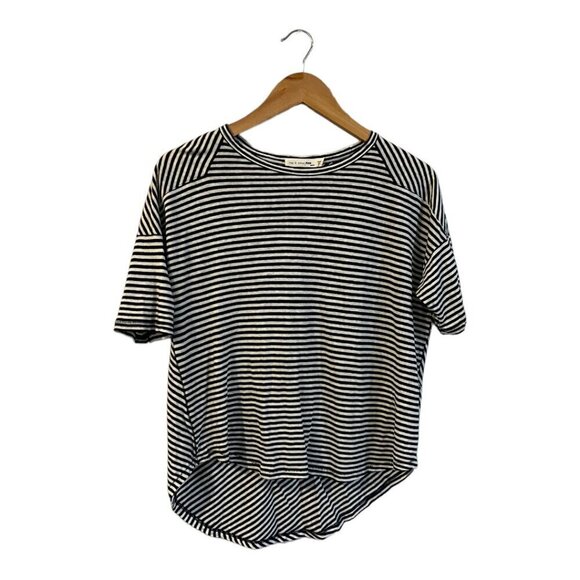rag & bone Tops - Rag & Bone Stripe T Shirt Blue White Nautical Linen Blend XS